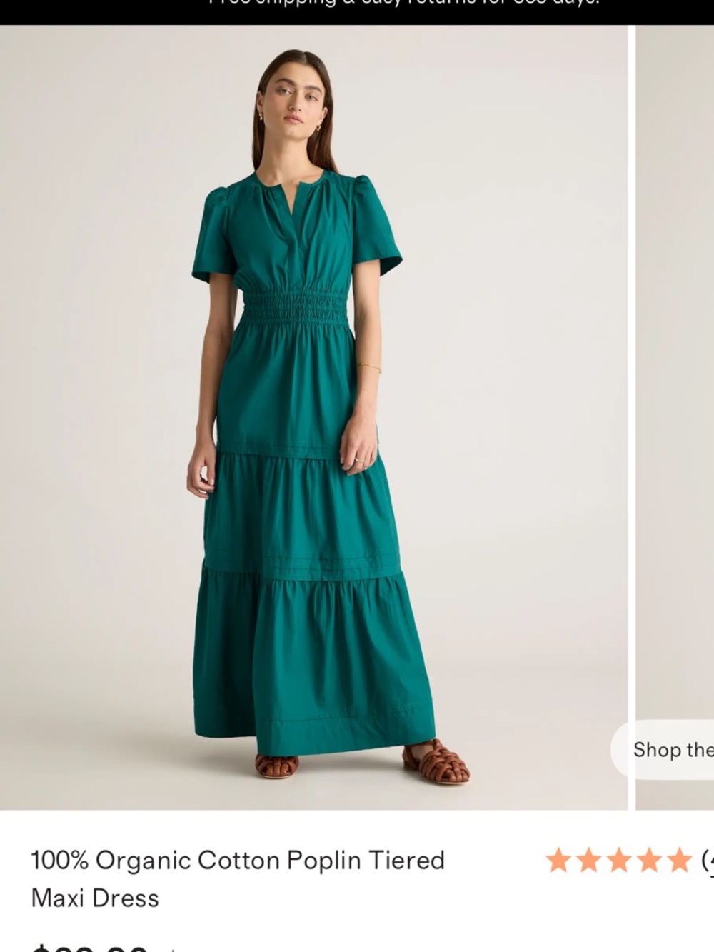 Quince Green Tiered Organic Cotton Maxi Dress